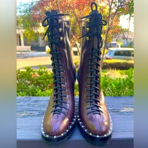 Valentino leather high heeled mid caft boots size 8